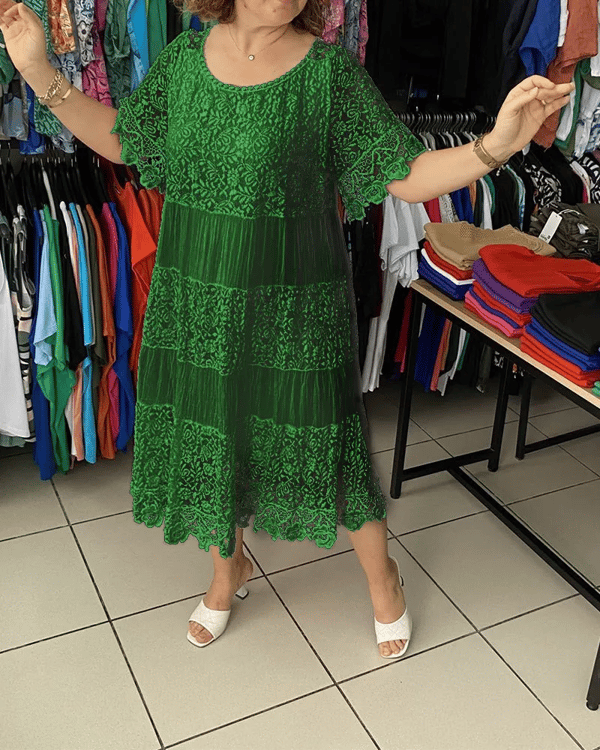 💝Vestido monocromático de corona y manga corta👗-ES