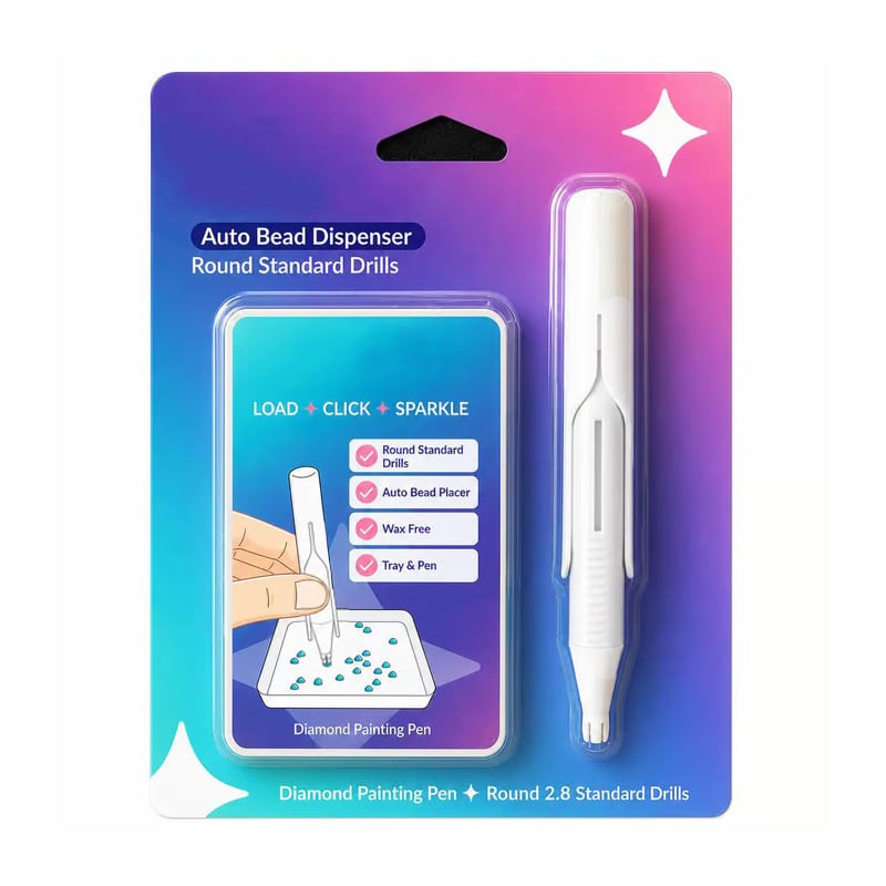 🔥Último día 49% de descuento 💎 Dispensador automático de cuentas para pintura de diamantes | Bolígrafo de perforación redondo sin cera para manualidades más rápidas y fáciles ✨-ES