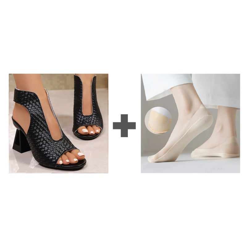 🏖️👠Elegantne sandale s otvorenim prstima i visokom petom za žene – Vitke noge, udobno hodanje 👡-HR