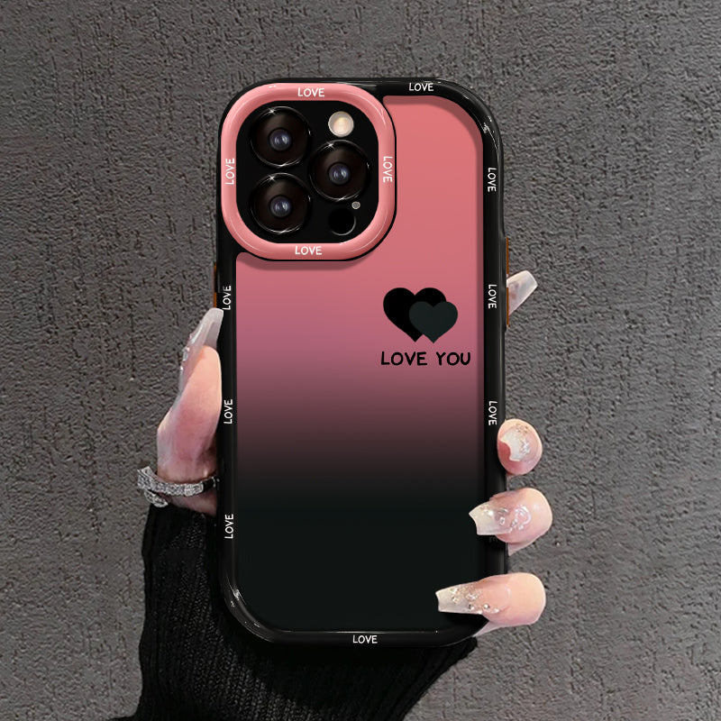 Matinis gradientinis „iPhone“ dėklas – MYLIU TAVE IR LAIMINGAS, šypsenėlių dizainas-LT