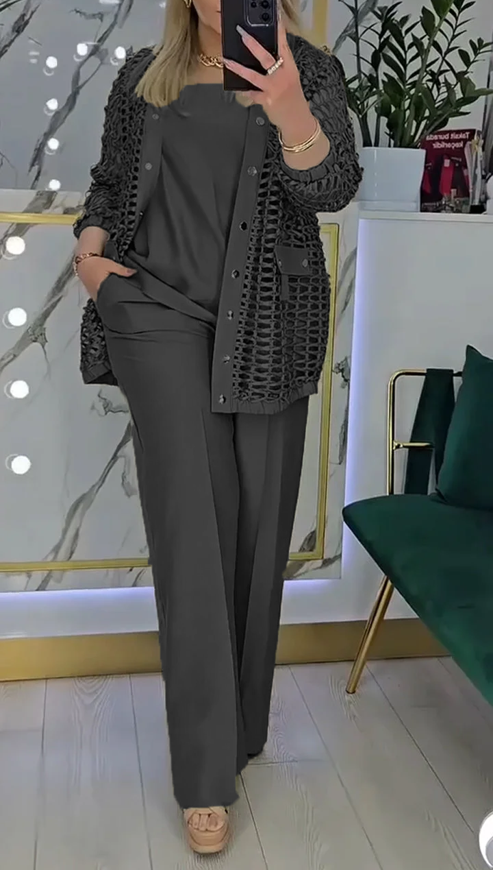 Traje de tres piezas hueco para mujer-ES