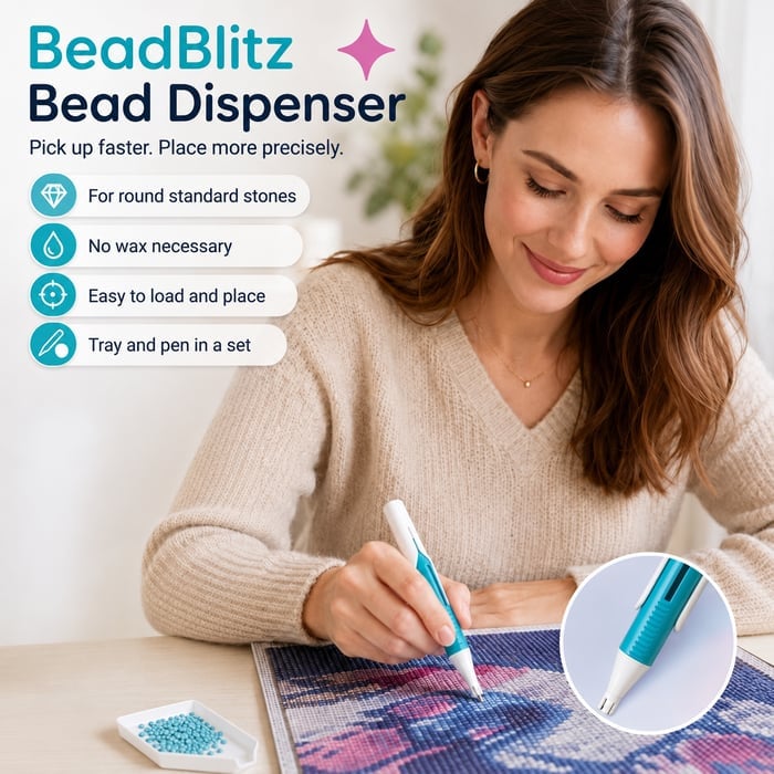 🔥Último día 49% de descuento 💎 Dispensador automático de cuentas para pintura de diamantes | Bolígrafo de perforación redondo sin cera para manualidades más rápidas y fáciles ✨-ES