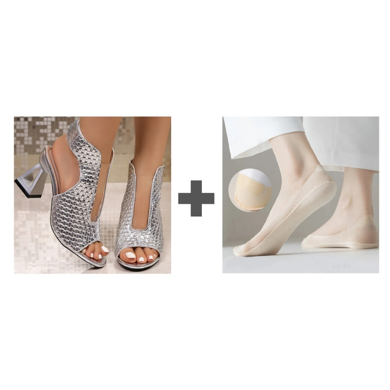 🏖️👠Elegantne sandale s otvorenim prstima i visokom petom za žene – Vitke noge, udobno hodanje 👡-HR
