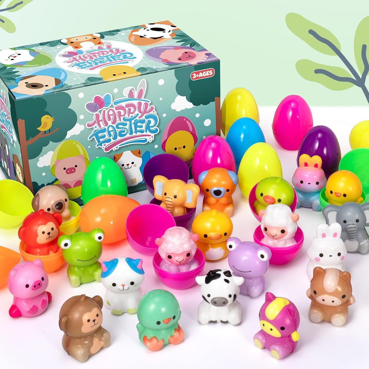 🎁 12/24 unidades de juguetes blandos pre-rellenos de huevos de Pascua de crecimiento lento-ES