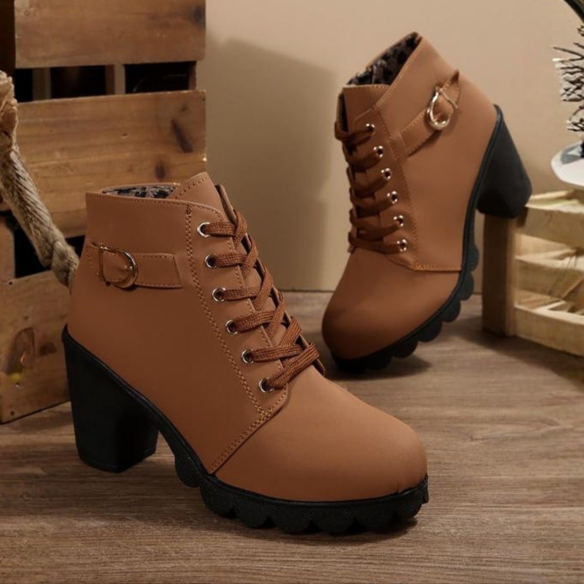 🔥Última promoción: 50% de descuento en botines de plataforma para mujer con hebilla metálica.-ES
