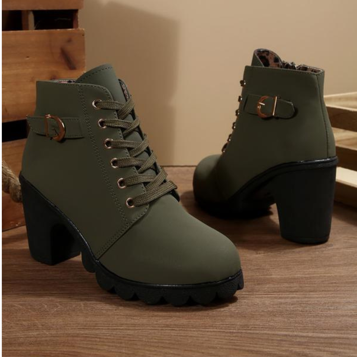 🔥Última promoción: 50% de descuento en botines de plataforma para mujer con hebilla metálica.-ES