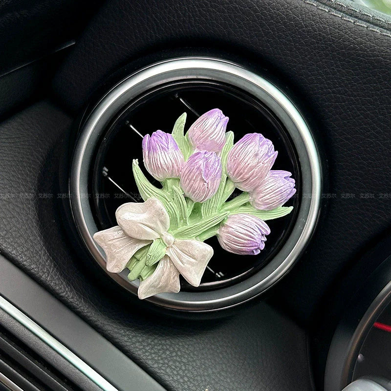Gėlių klasterio automobilio oro ventiliacijos difuzorius su akmeniu-LT