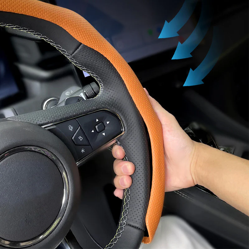 🔥🚗Kvėpuojantis, neslystantis, itin plonas vairo užvalkalas-LT