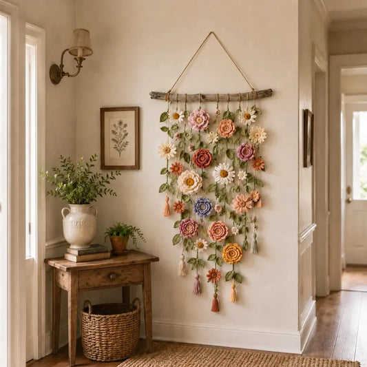 🌸Boho nėrimo gėlių sienos dekoras-LT