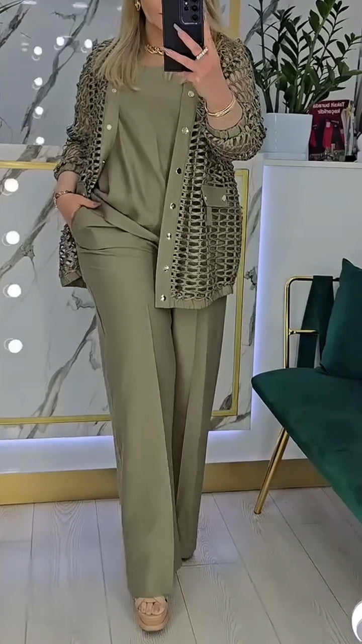 Traje de tres piezas hueco para mujer-ES