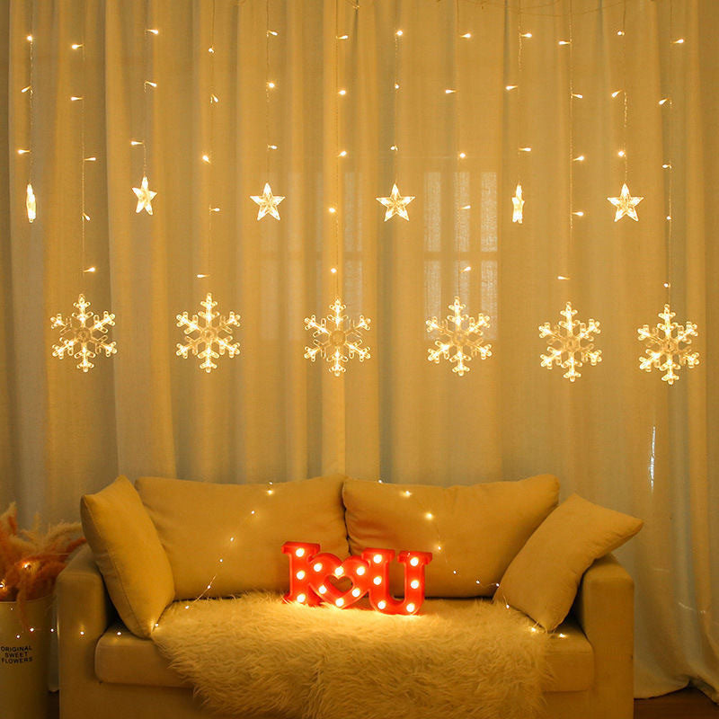 📢📢50% ΕΚΠΤΩΣΗ!!⏰⏰Φωτιστικά κουρτίνας LED με νιφάδα χιονιού-GR
