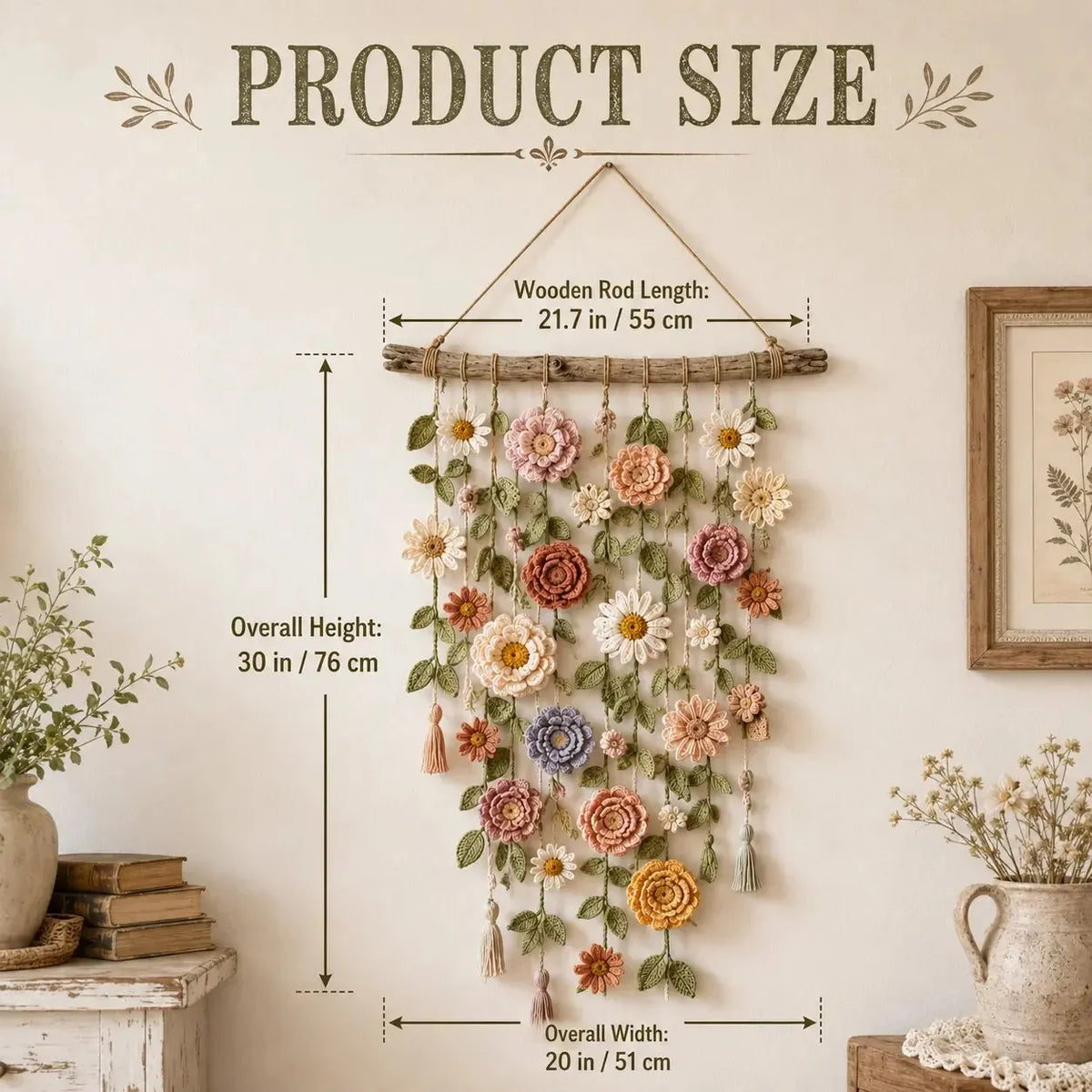 🌸Boho nėrimo gėlių sienos dekoras-LT