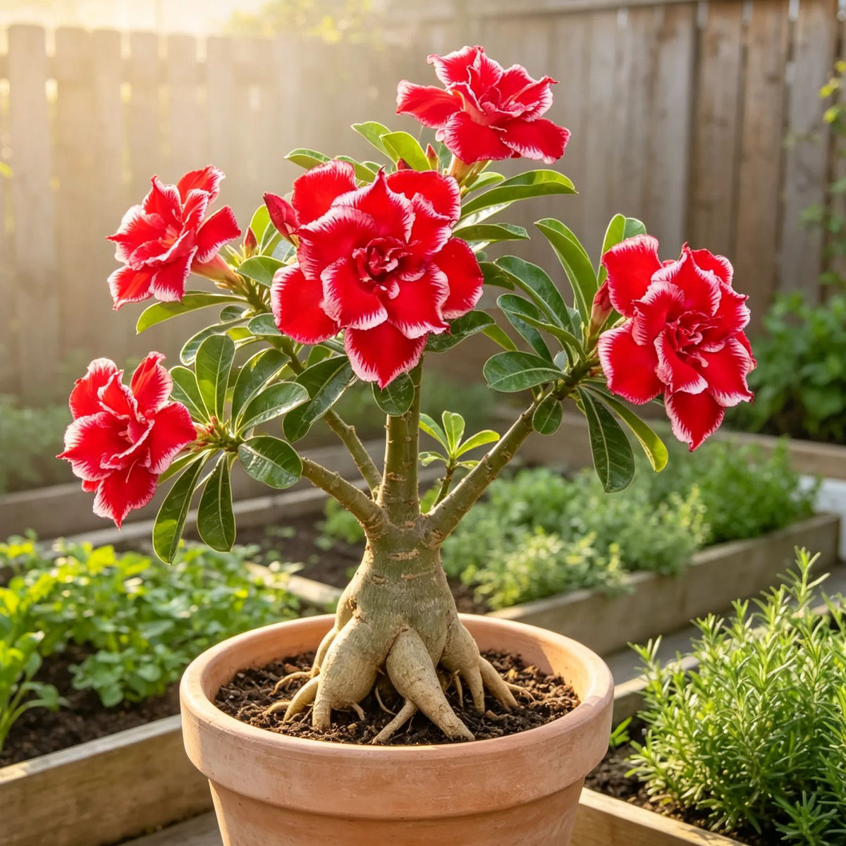 Bulbos de rosa del desierto dobles, raros y multicolores: fáciles de cultivar en jardines domésticos.-ES