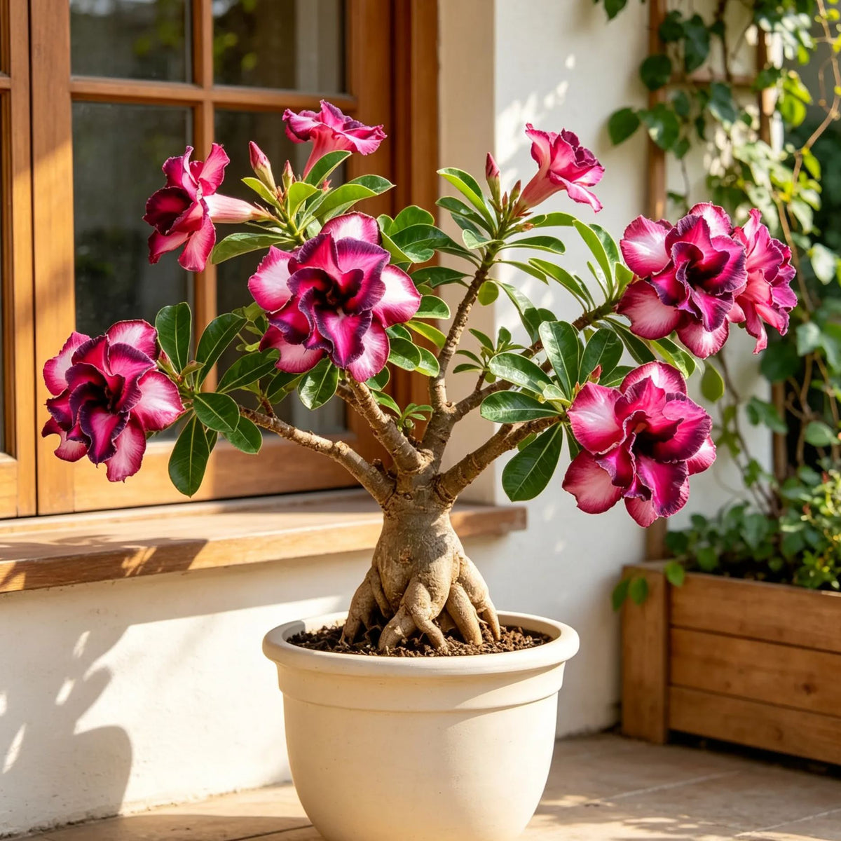 Bulbos de rosa del desierto dobles, raros y multicolores: fáciles de cultivar en jardines domésticos.-ES