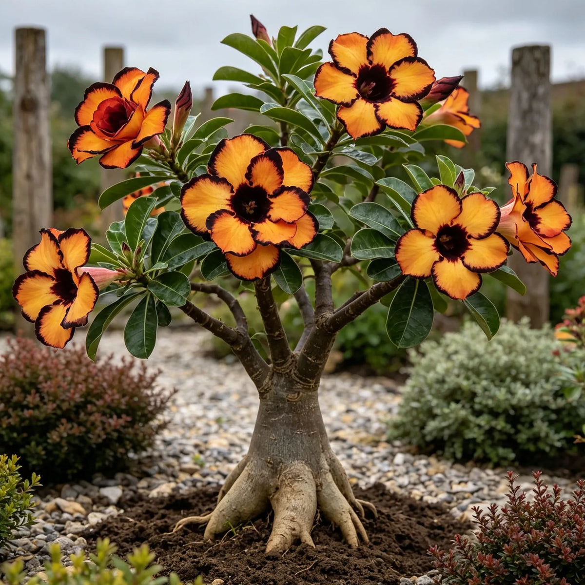 Bulbos de rosa del desierto dobles, raros y multicolores: fáciles de cultivar en jardines domésticos.-ES