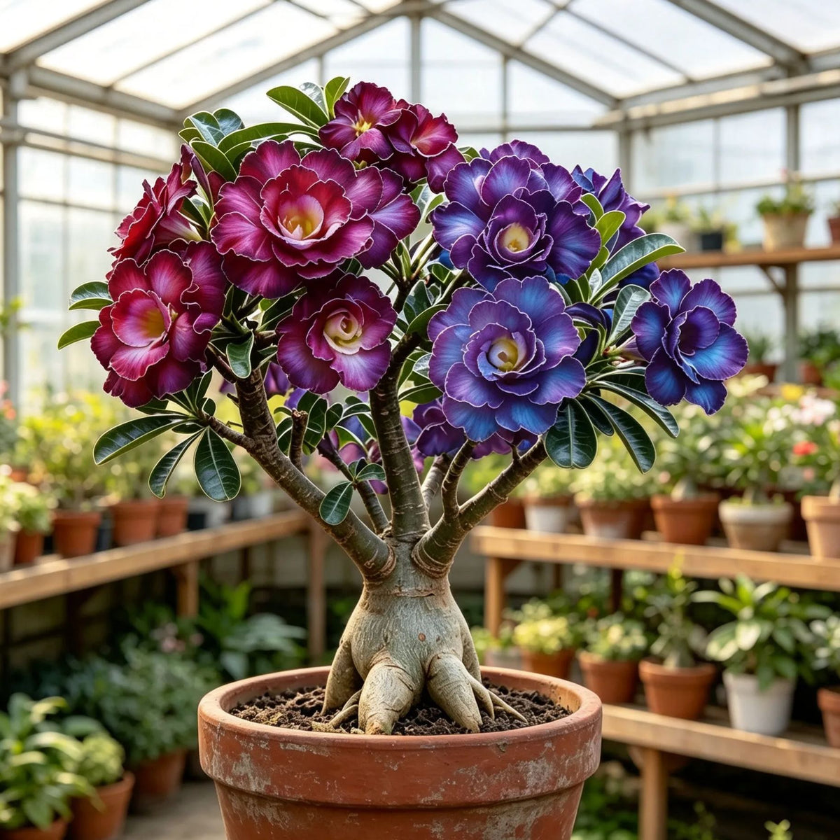 Bulbos de rosa del desierto dobles, raros y multicolores: fáciles de cultivar en jardines domésticos.-ES