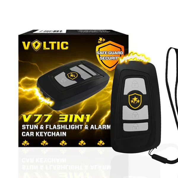 🔥 ⚡️ VOLTIC V77 3 v 1 elektrošoker, svetilka in alarmni avtomobilski obesek za ključe-SI