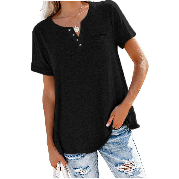 🌈 Camiseta de bolsillo de manga corta en color liso, nuevo estilo de verano-ES