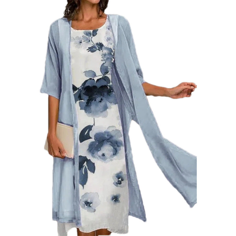🌸Ženska dvodelna obleka s cvetličnim vzorcem-SI