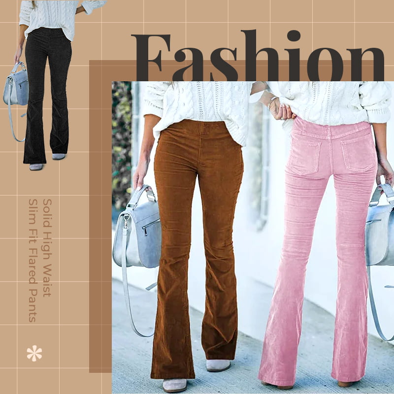 Pantalón de talle alto de pana ultrafina con cintura elástica-ES