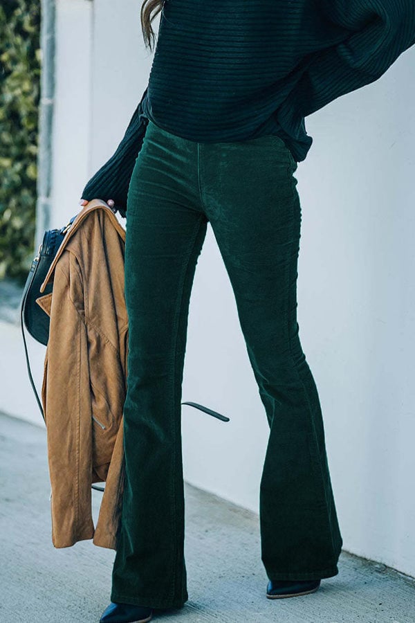 Pantalón de talle alto de pana ultrafina con cintura elástica-ES