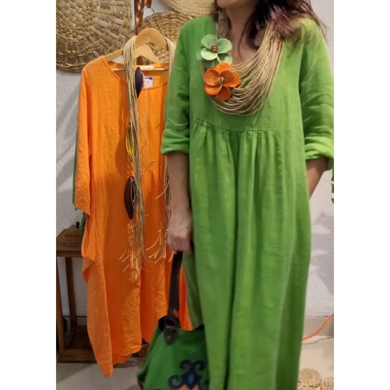 💖Ograničeno sniženje od 20%💖Ženska ležerna lanena boho haljina dugih rukava-HR