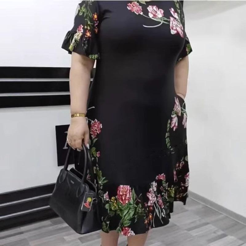🌺Elegante vestido con volantes y estampado oversize-ES
