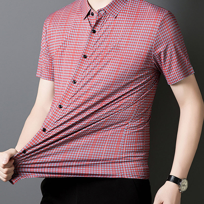 🔥Camisa de cuadros con botones de manga corta para hombre-ES