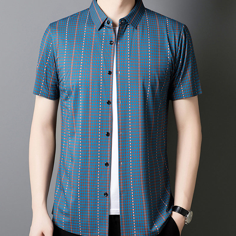🔥Camisa de cuadros con botones de manga corta para hombre-ES