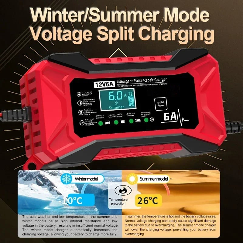 🔥 Cargador inteligente para baterías de coche y moto - 220 V - Enchufe europeo 🚗⚡-ES