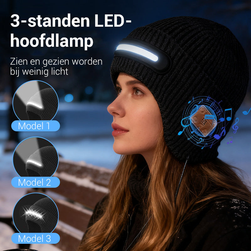 Επαναφορτιζόμενο σκούφο LED με Bluetooth-GR