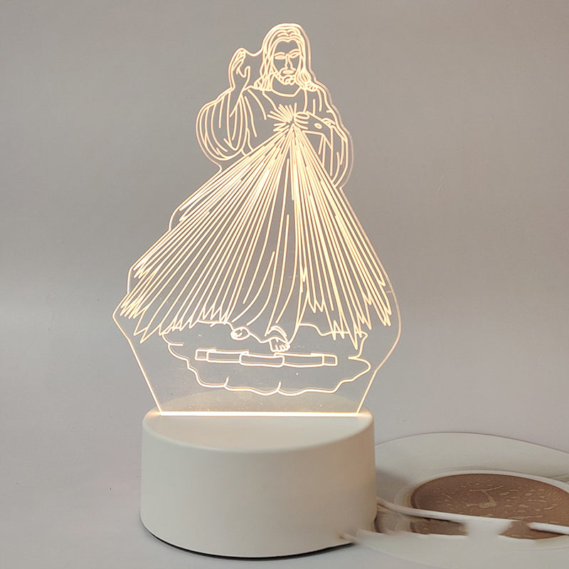 🌙 Paz y fe en una sola luz: lámpara de noche 3D con Jesús-ES