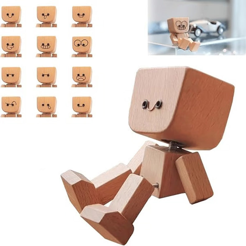 Adorable figurita de madera que se mueve con 12 expresiones faciales diferentes.-ES