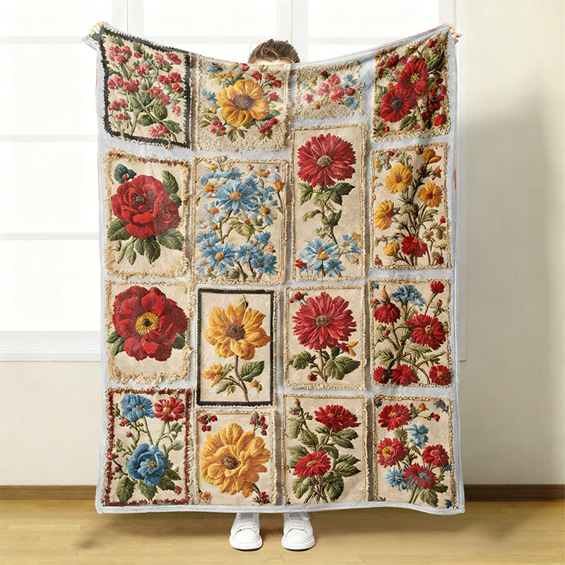 🌼 Prijetna in mehka flanelasta odeja s cvetličnim vzorcem 🛋️💐-SI