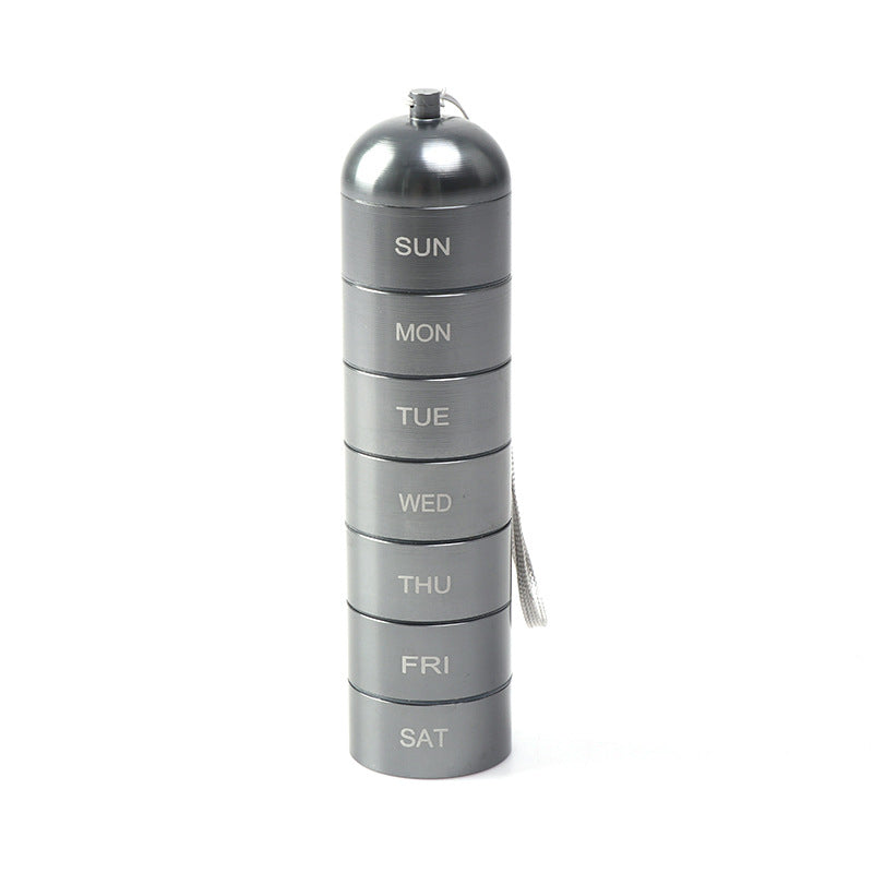 Pastillero portátil de aluminio impermeable para 7 días.-ES