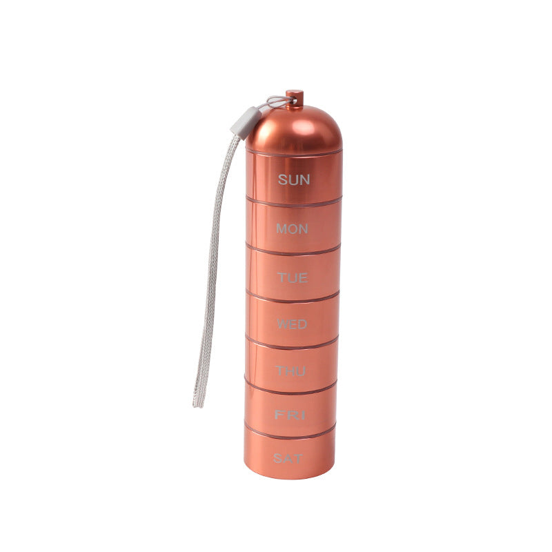 Pastillero portátil de aluminio impermeable para 7 días.-ES