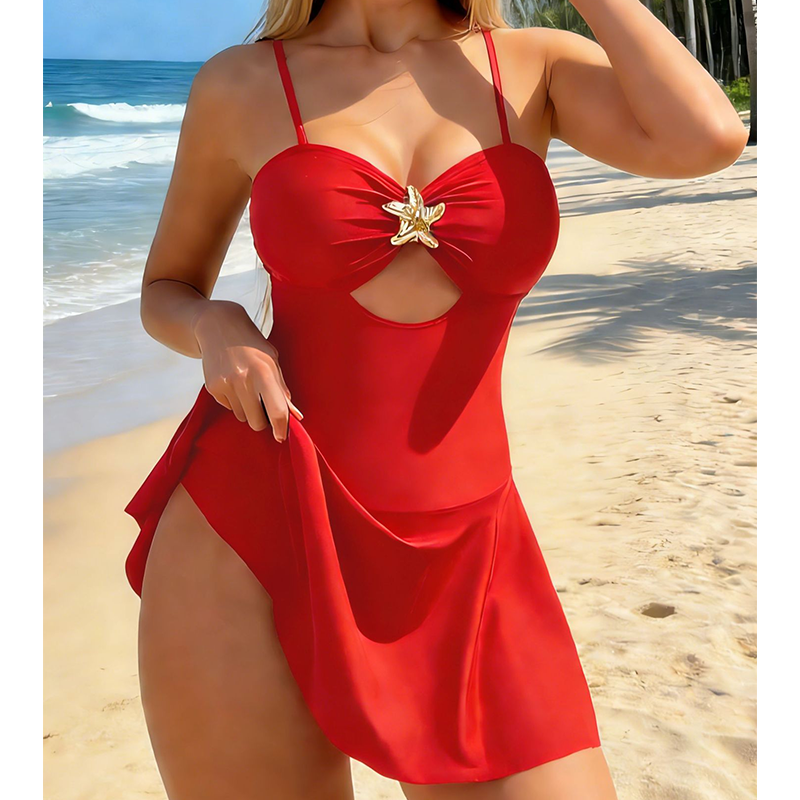 😍Moteriškas maudymosi kostiumėlis su iškirptėmis ir jūros žvaigždės detalėmis🌊-LT